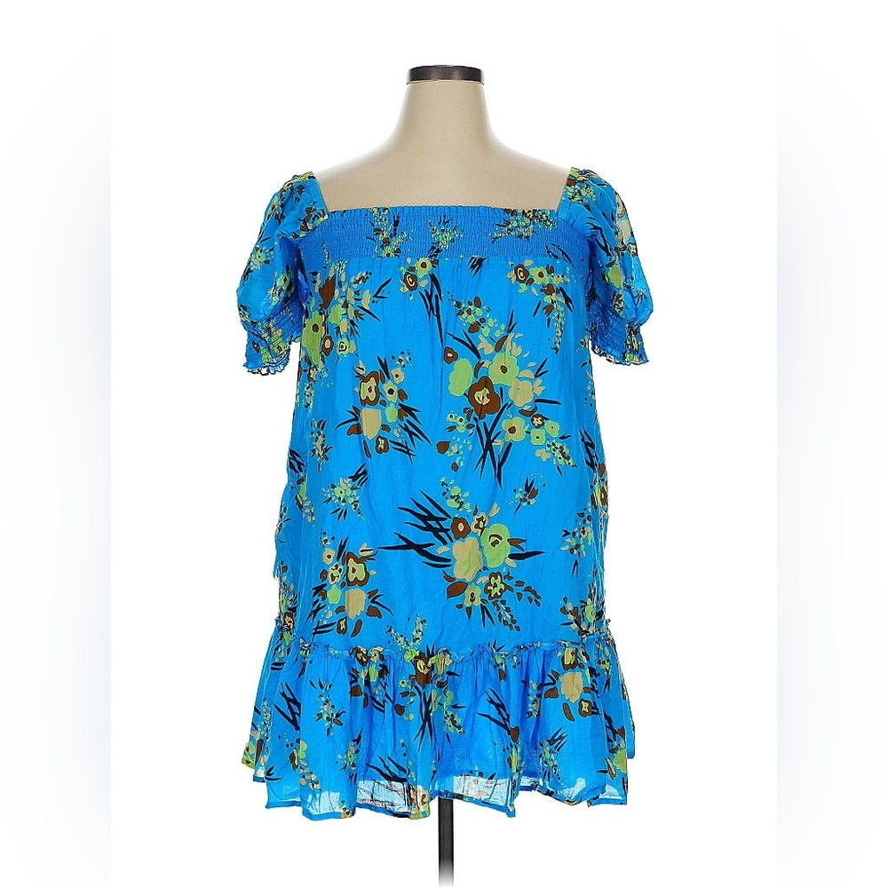 Tory Burch Floral Blue Off-Shoulder Dress